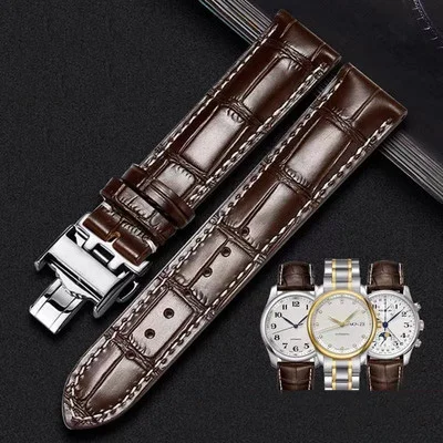 

Watch Accessories Strap for Longines Conquest Master Collection Watch Band Leather Butterfly Buckle Bracelet 19 20 21MM