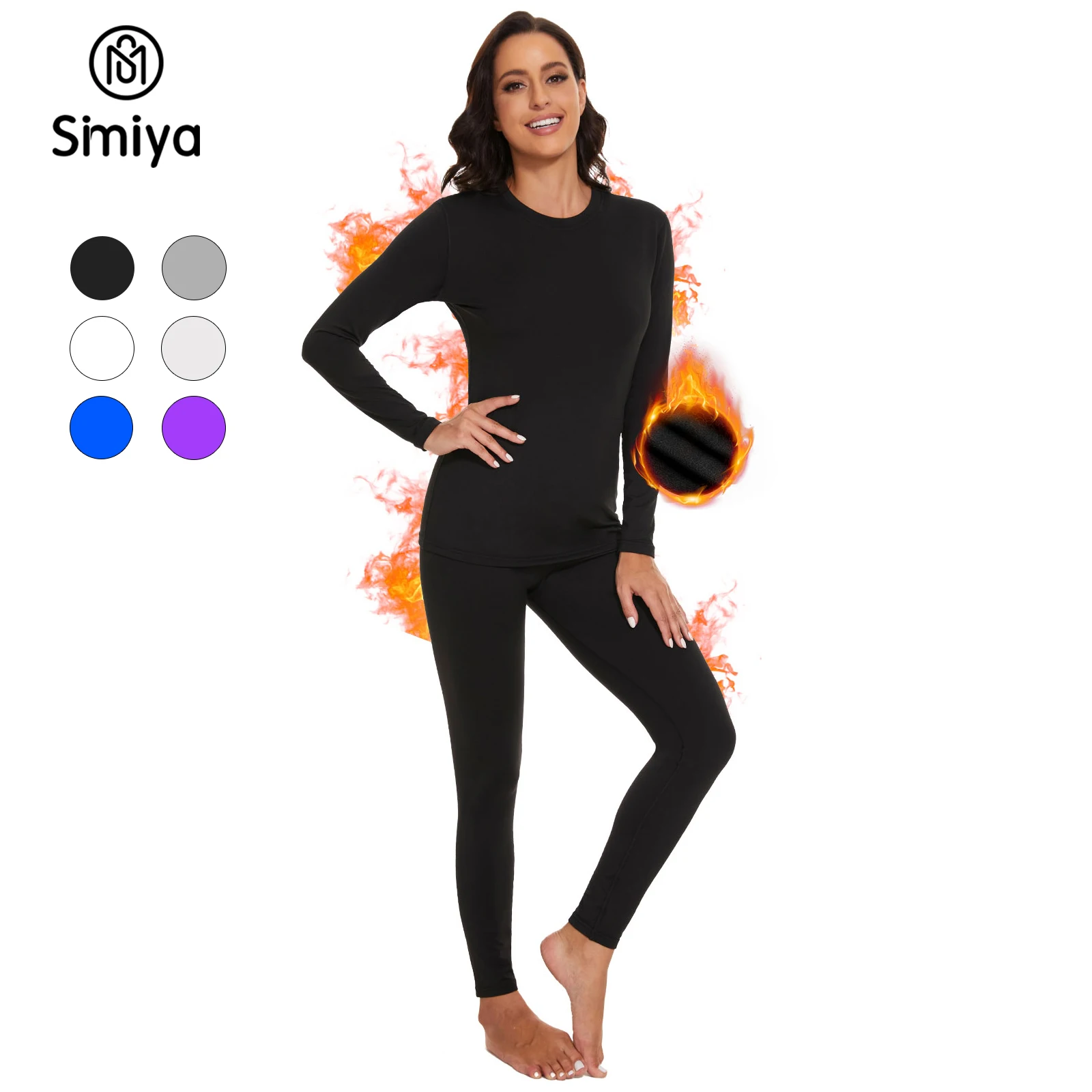 

SIMIYA Thermal Underwear Set for Women Long Johns Fleece Lined Ultra Soft Base Layer Set Top Bottom for Cold Weather Winter