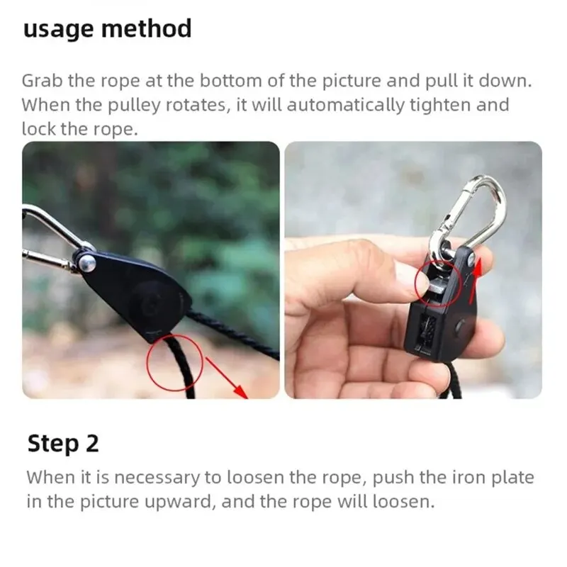 Adjustable 8 Inch Reinforced Hangers Hanging Ratchet for Tent Grow Plant Lamp Rope Ratchet Hanger Pulley Hook 2pcs ratchet hanger rope tie down ratchet