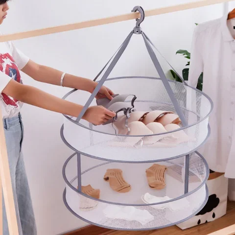 

Clothes Drying Basket underwear Hanging Clothes Net Pocket Cardigan Drying Tiled net Rack Socks Drying Bag Single Double Layer
