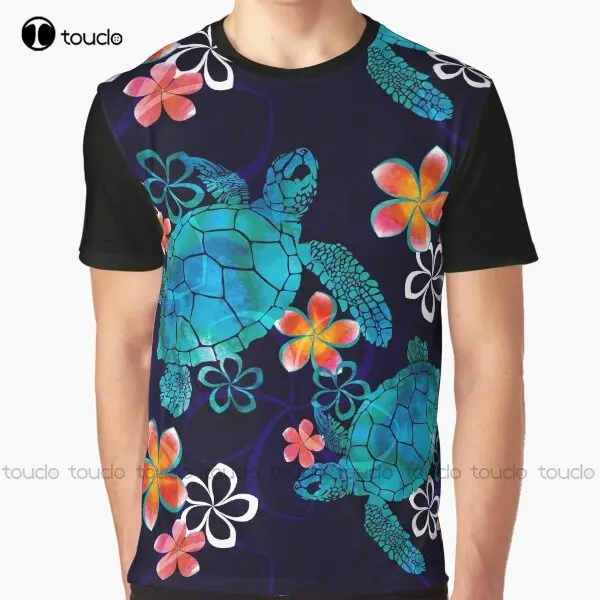 

Sea Turtle With Flowers Graphic T-Shirt Digital Printing Tee Shirts Streetwear Xxs-5Xl New Popular Unisex Christmas Gift