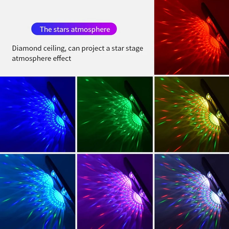 

LED RGB Car Atmosphere Lamp USB Wireless Lamp Roof Star Light Automotive Interior Ambient Decorative