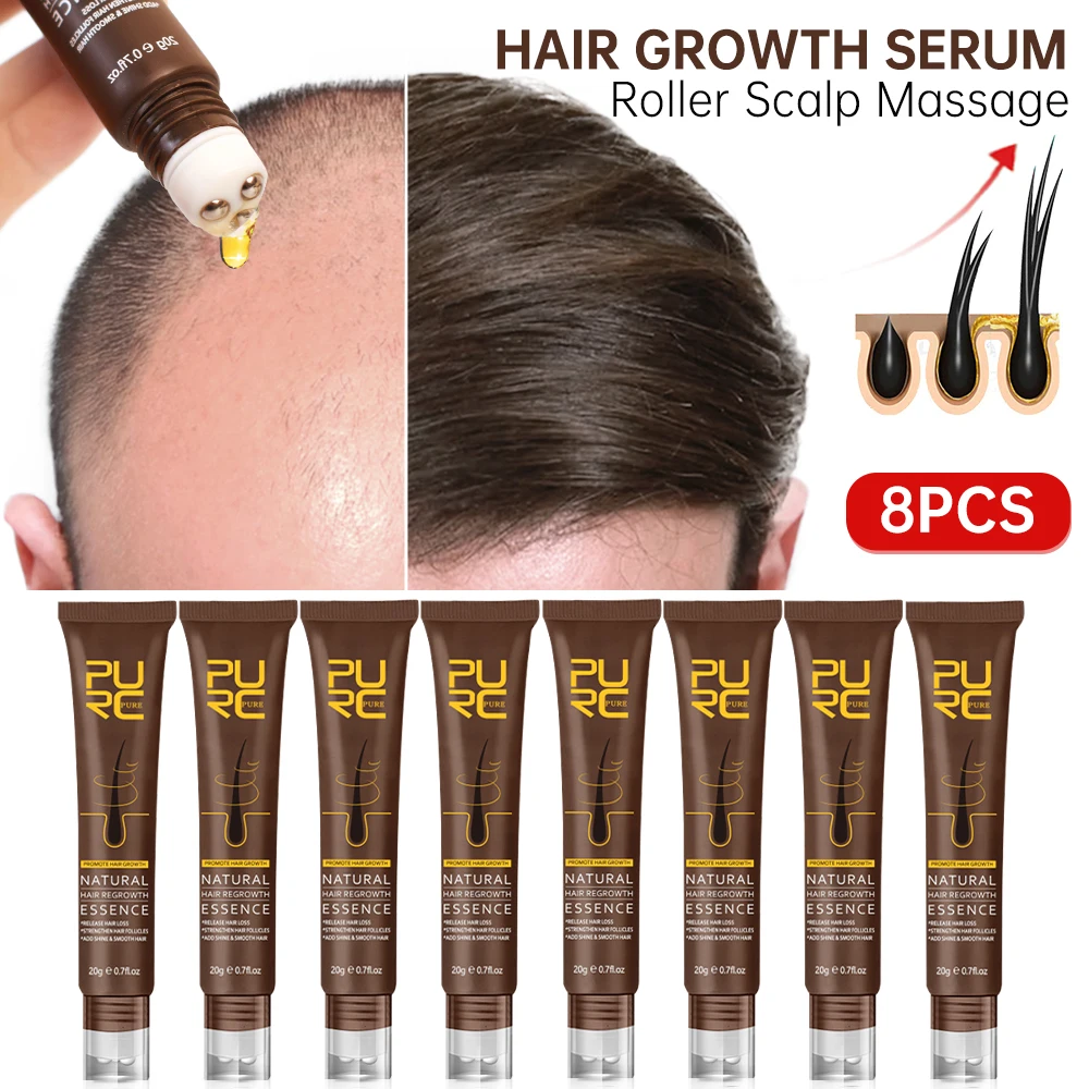 

PURC 8PCS Hair Growth Products Ginger Ginseng Essence Prevent Hair Loss Scalp Treatment Hair Growth For Men Women Beauty Health