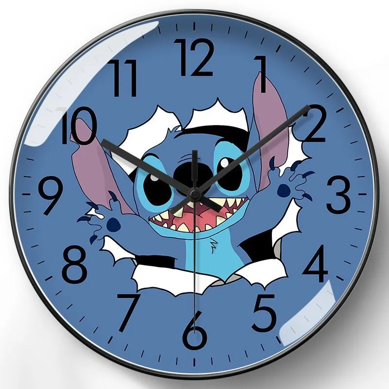 

New Lilo & Stitch Cartoon Creative Anime Wall Clock Cute Fashion Simple Silent Clock Bedroom Living Room Decoration Pendant