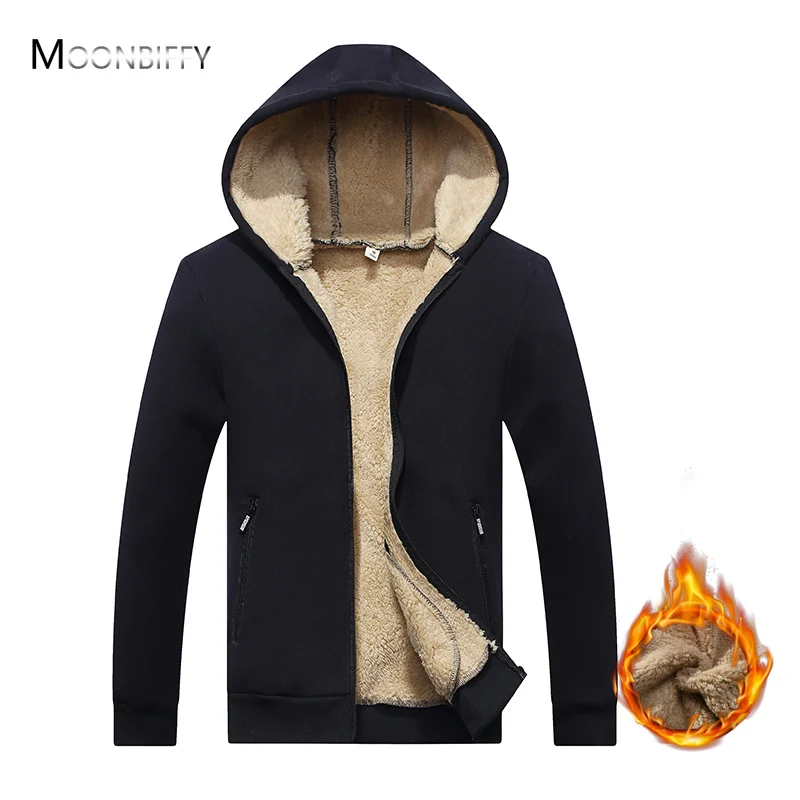 

New Arrival Winter Thickening Hoodies Men Casual Jacket Fur Lining Solid Warm Cloth Zipper Coats Sweatshirts Cashmere Parkas 624