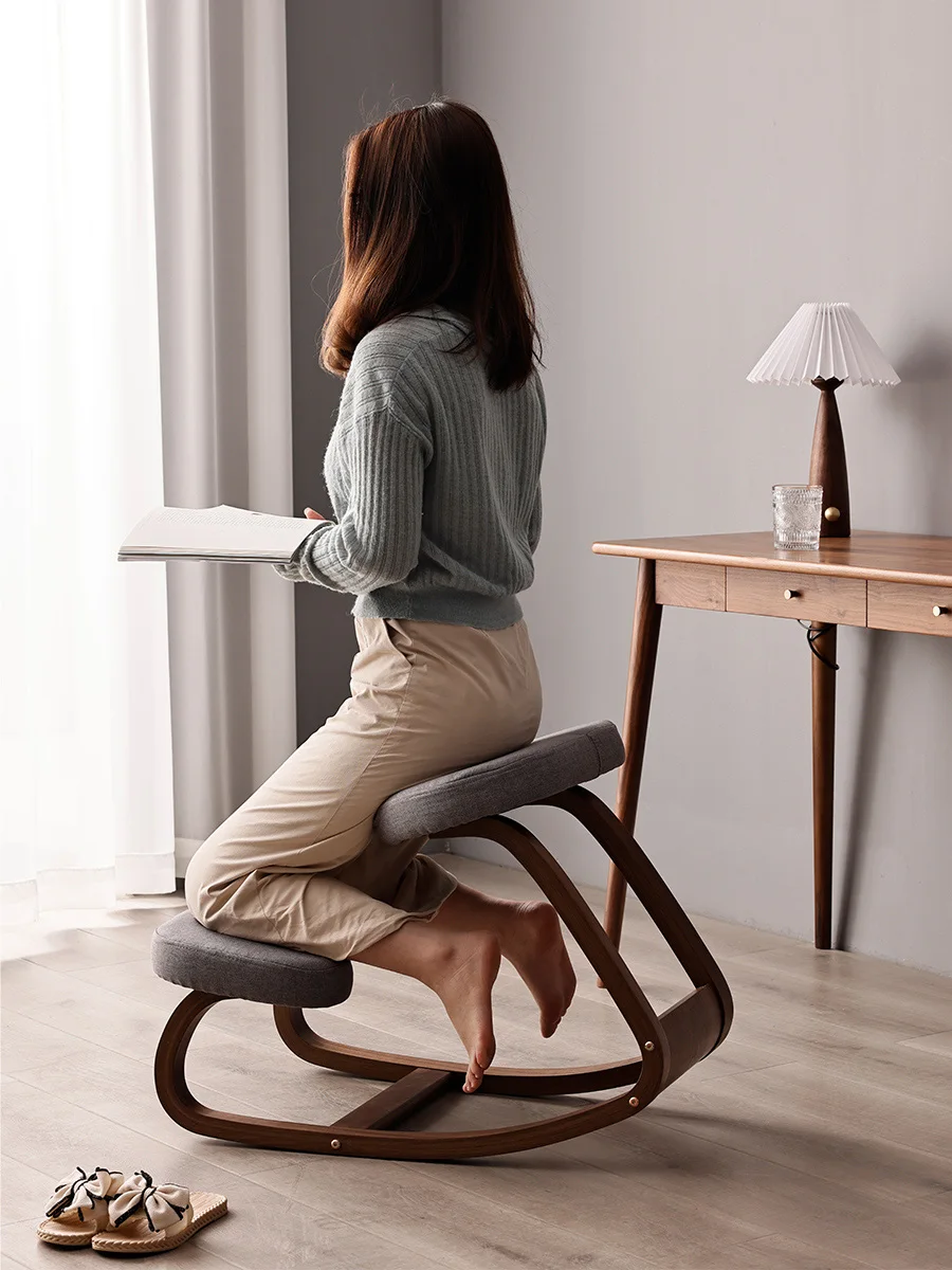 Ergonomic Solid Wood Home Office Computer Chair Long-Hour Comfort Kids Study Posture Correction