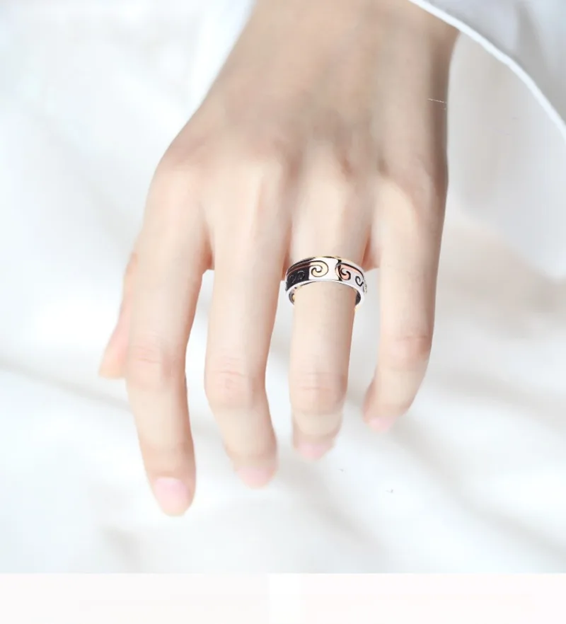 Love you for ten thousand years, tight hoop couple titanium steel hollow ring fashion Valentine's Day Monkey King ring