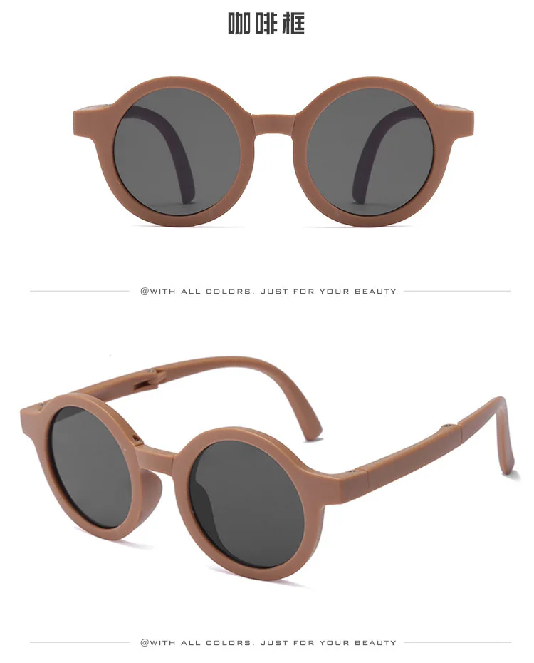 Classic Ins Folding Sunglasses Children Brand Designer Pink Round Frame Sun Glasses Girls Boys Lentes UV400 GAFAS Sol_voghion.com