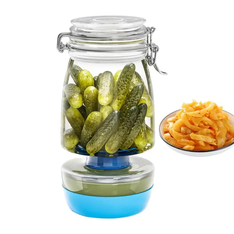 

Pickle Separator 1300ml Anti Slip Airtight Kimchi Juice Jar With Strainer Lid Hourglass Wet And Dry Juice Separator Kitchen Tool