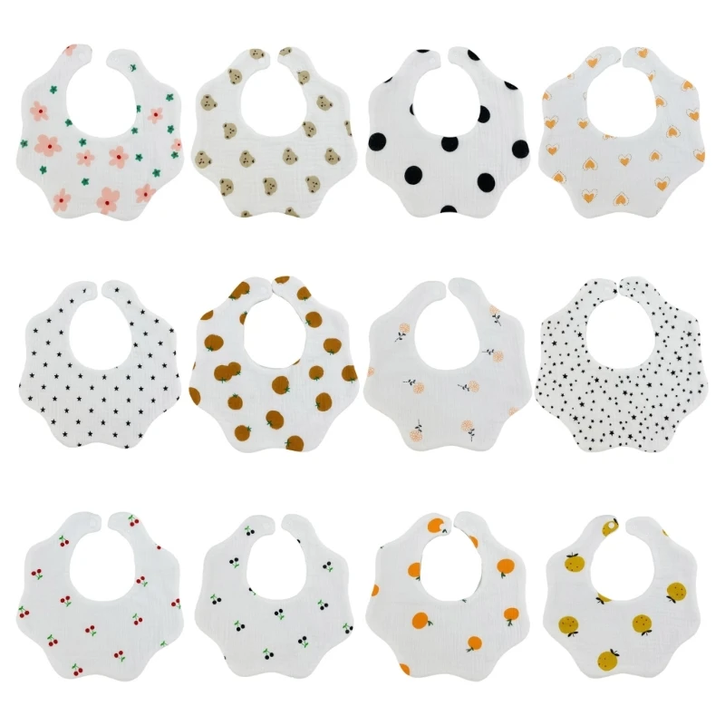 

Детские нагрудники из марли и хлопка, нагрудник для детской зубчатой одежды, 6-слойный тканевый нагрудник с заусенцами, круглый нагрудник для кормления