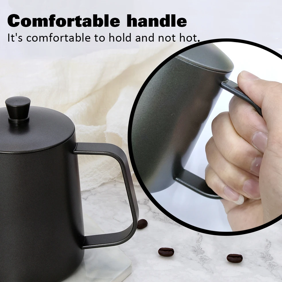 Description Picture 6 of item350ml Drip Kettle Coffee Tea Pot With Thermometer Non-stick Coating Food Grade Stainless Steel Thin Mouth Gooseneck Coffee Pot