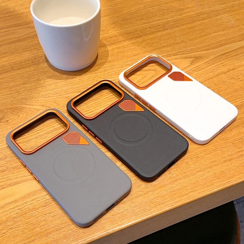 Premium Magnetic Lychee Leather Protective Case with Ventilated Lens Cover