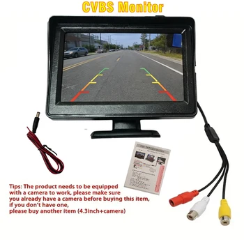 Display per Auto da 4,3 Pollici / Monitor e Telecamera da 4,3 Pollici con Visione Notturna, Immagine di Retromarcia, Assistenza al Parcheggio