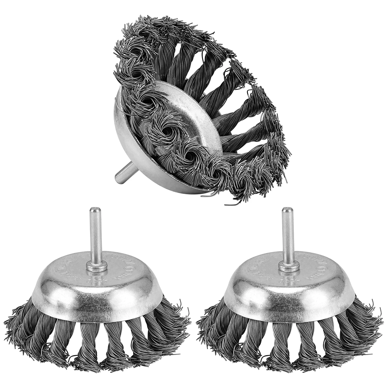 75/100 mm gedreht geknotetes Drahtrad, Tassenbürste, gewelltes Tassenrad für 6 mm Sechskantschaft, Bohrer, Winkelschleifer, Metall, Rostentfernung, Polieren – Detail 11