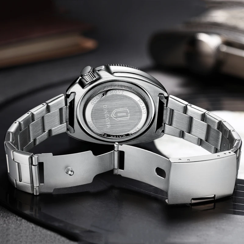 QINGXIYA Brand Sports Dig Dial Quartz Watch for Men Luxury Stainless Steel Waterproof HD Luminous Calendar Fashion Mens Watches