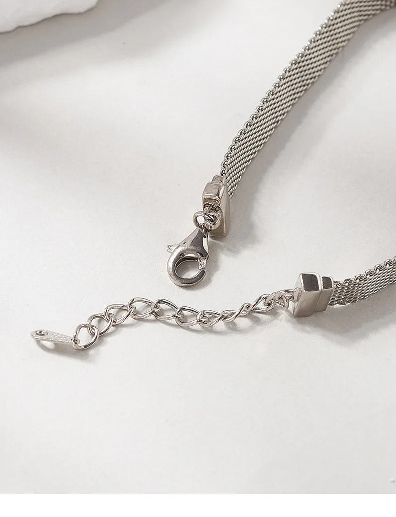 Silver Natural Tourmaline Woven Safety Chain Bracelets,  Minimalistic Geometric Chic Bracelet