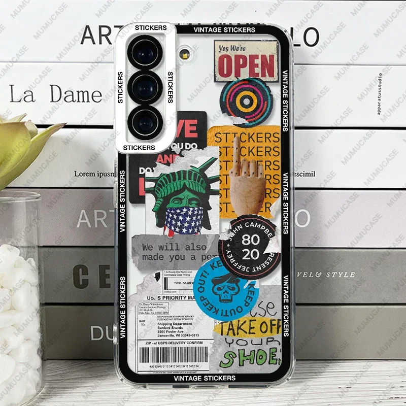 Retro Sticker Design Soft Phone Case
