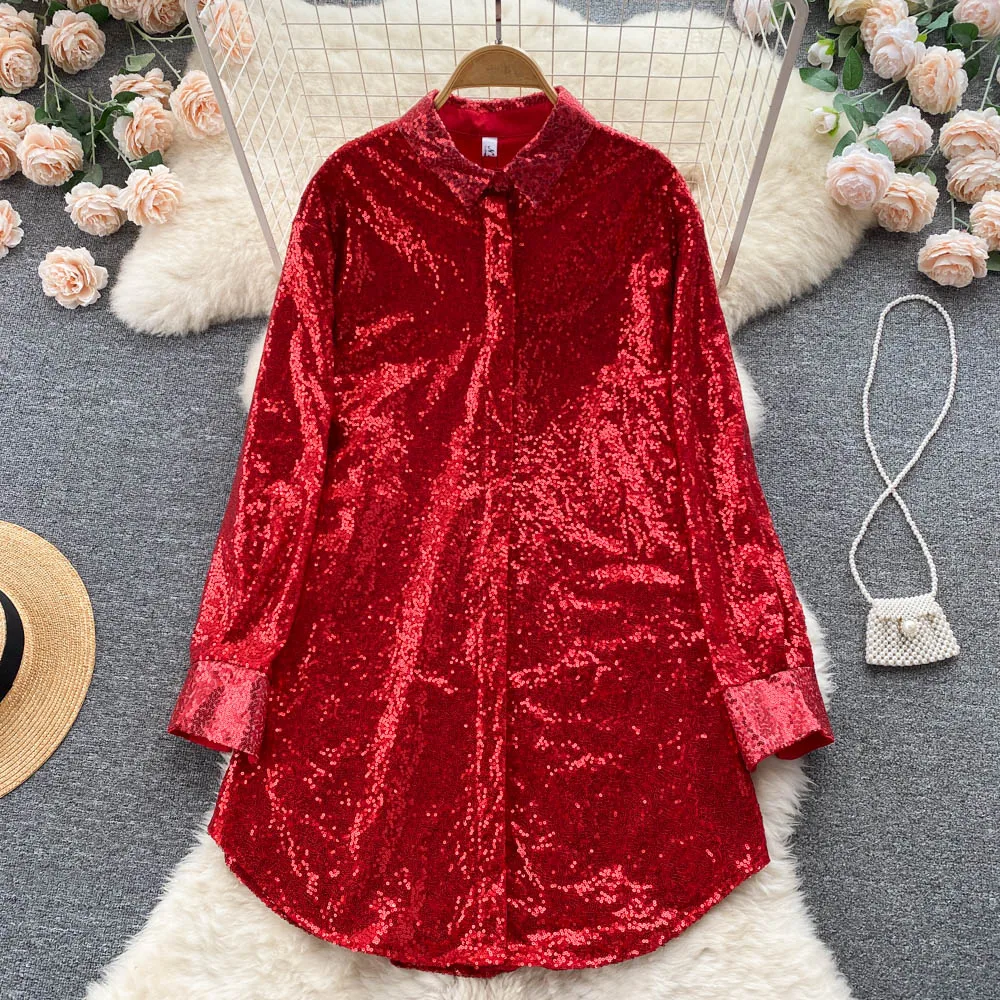 

Fashionable Long Sleeved Shirt Women's Fashion Design Lapel Single Breasted Loose Top