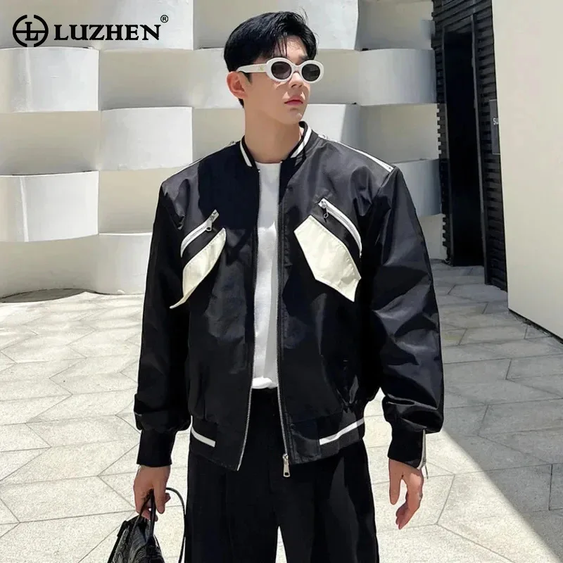 

LUZHEN 2024 новый корейский цвет контрастные карманы Сращивание молния дизайн куртка мужская Хай-стрит оригинальная модная верхняя одежда LZ2662