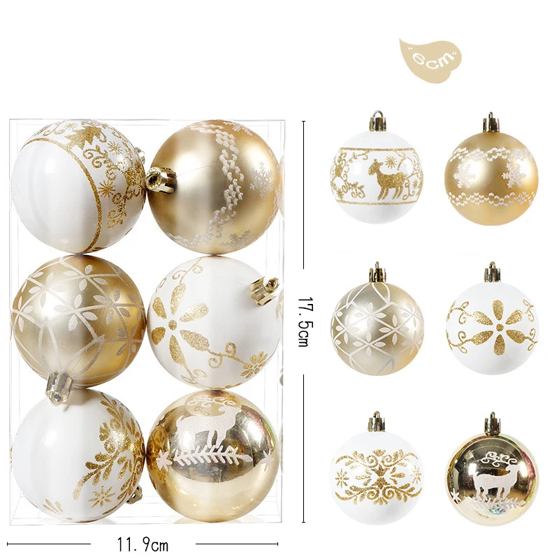 thumbnail image 1 of 6 piezas/caja de bolas navideñas de 6 cm para adornos colgantes de árbol de Navidad, decoración del hogar, adornos de fiesta de Año Nuevo 2025, regalos de Navidad, 1 of 5
