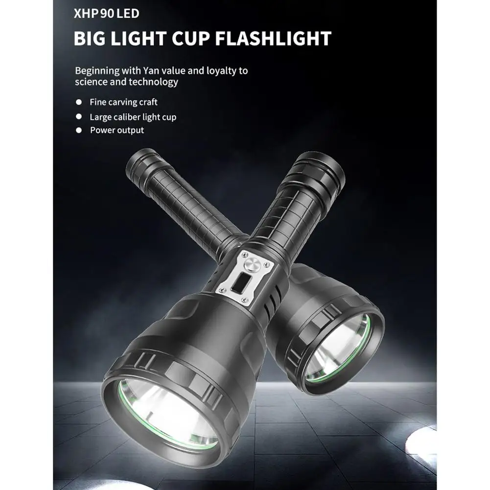 

Outdoor Led Flashlight Usb Charging Fixed Focus Torch With Led Power Indicators Outdoor Camping Portable Lighting Flashlight