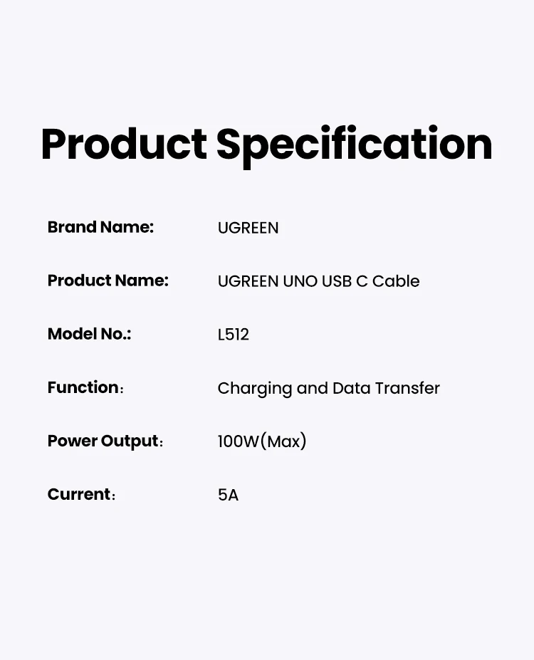 UGREEN UNO PD100W USB C to USB C Cable Fast Charging for Laptop iPhone 17 16 Type C Data Cord for Samsung Xiaomi Poco 5A Charge