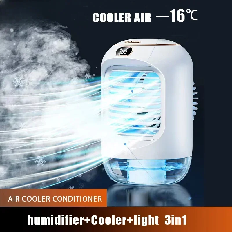 Night Light Electric Fan Air Conditioner Rechargeable Mini Mobile Appliances Household Silen Tventilator Desktop Fan Humidifier