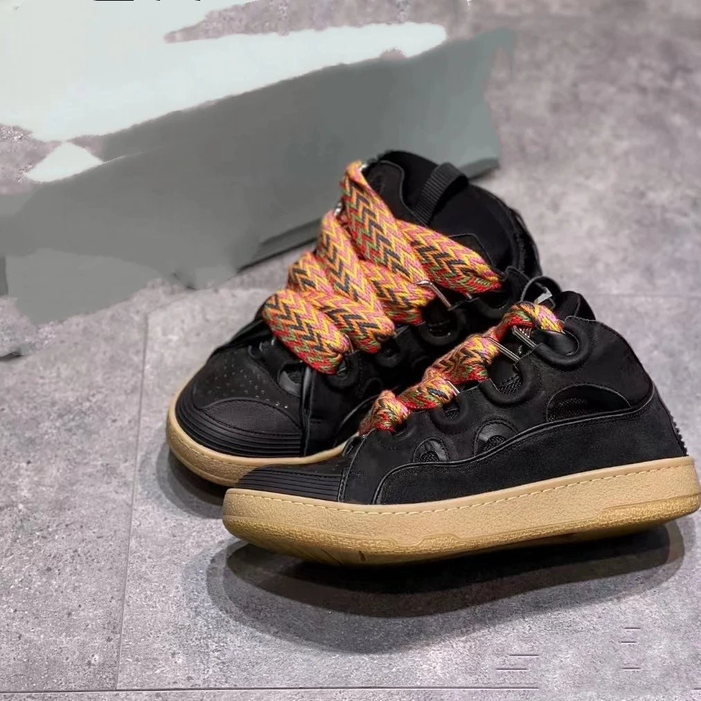 Thick-Soled Dad Shoes Men/women 2025 Summer Autumn Lace Up Clunky Sneaker Casual Skateboard Shoes Mixed Color Sport Shoes 3
