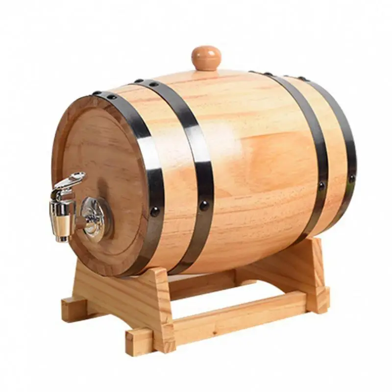 

wooden Oak barrel Drink dispenser Vintage beer storage container with stainless steel metal faucet Barrel Decanter Wines Whiskey