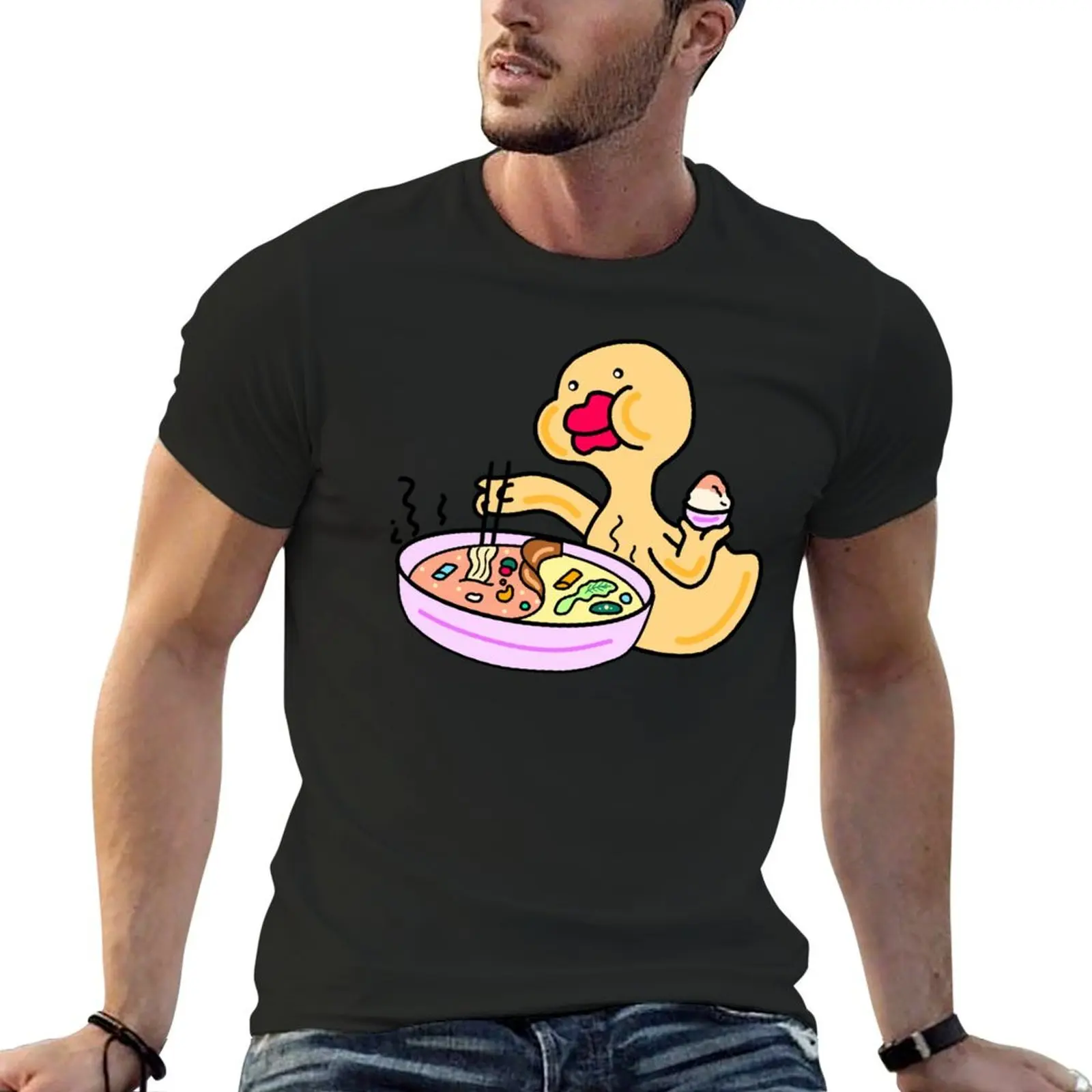Quacky Ramen Noodle Bowl T-Shirt Hippie Clothes Heavyweights Abbigliamento Uomo