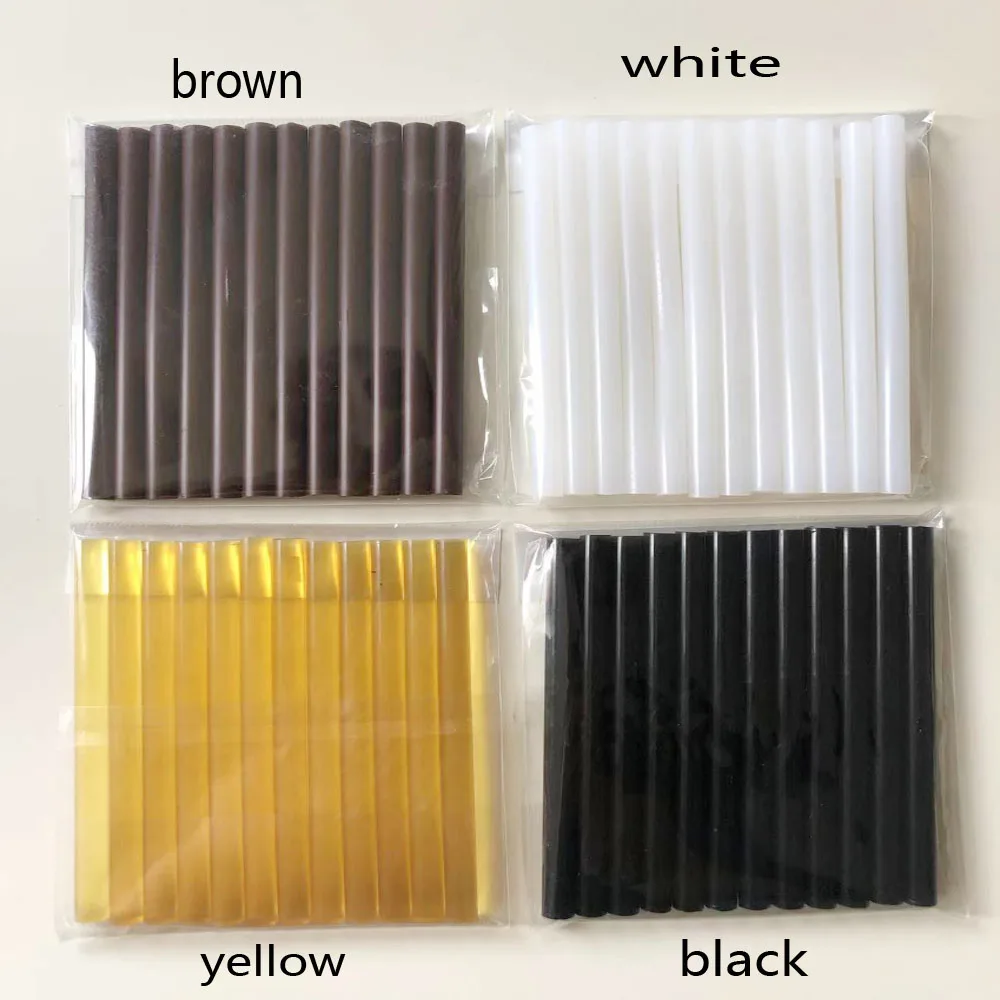 Hotmelt Keratin Glue Sticks Melting Hot Gun Glue Stick Yellow Black white Brown Color 12pcs/pack
