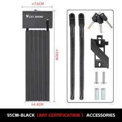 Advanced Anti - Theft Foldable Bike Lock - Heavy Duty Security Chain Padlock (95cm - 3Key Black)