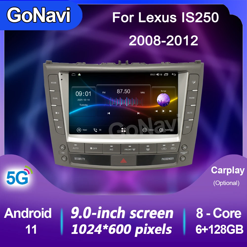 

GoNavi For Lexus IS250 2008-2012 Android Car Radio GPS Navigation Multimedia Player Audio Stereo Receiver Head Unit BT WIFI