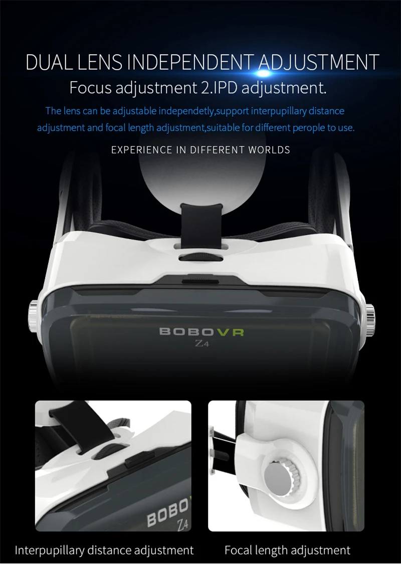 BOBOVR Z4 Leather 3D Cardboard Helmet Virtual Reality Upgraded Version VR Glasses Headset Stereo BOBO VR for 4-6' Mobile Phone