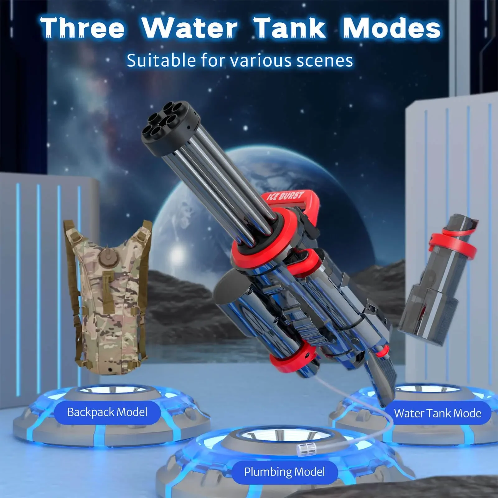 2024 Strongest Gatling Electric Water Gun Toy With Light Shooting Water Gun Summer Beach Pool Toys for Boy Adult Children Gifts 3