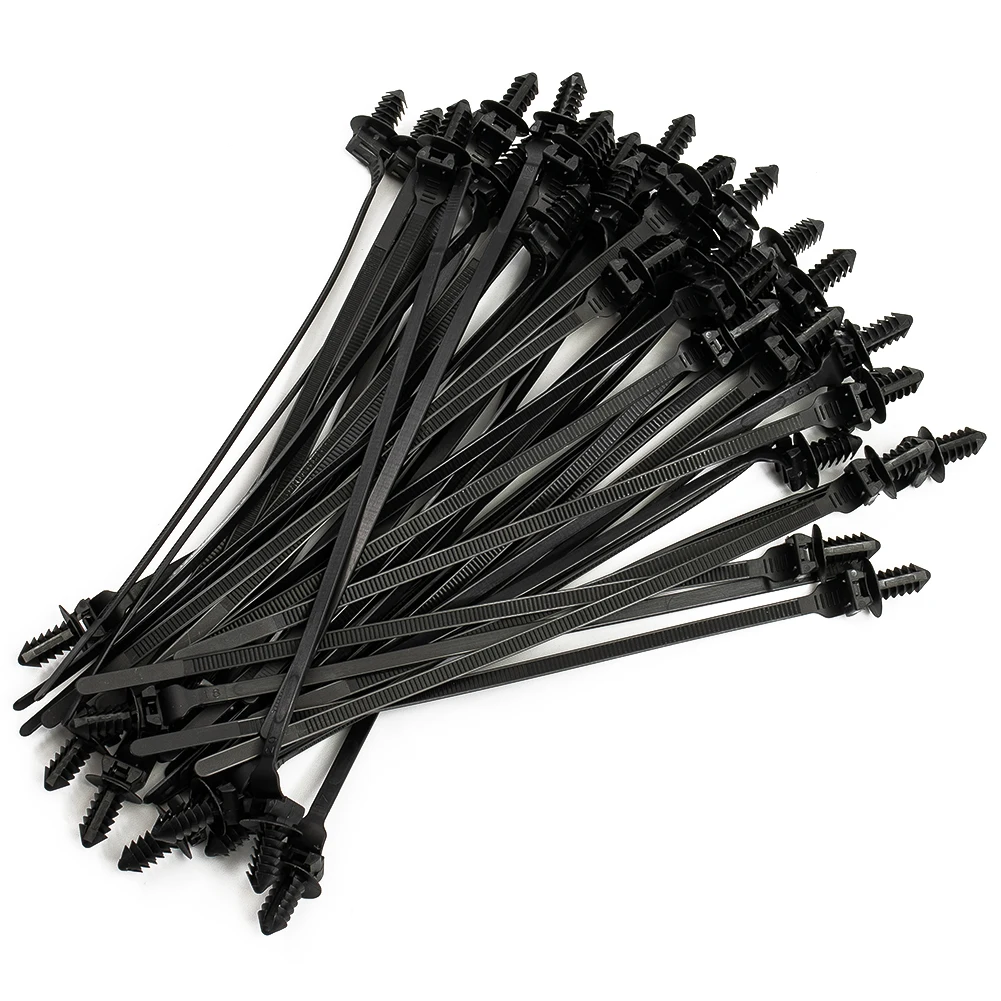 

Practical Durable High Quality Cable Ties Parts 185mm 50pcs Accessories Black Fastener Bundle Nylon Push Clips