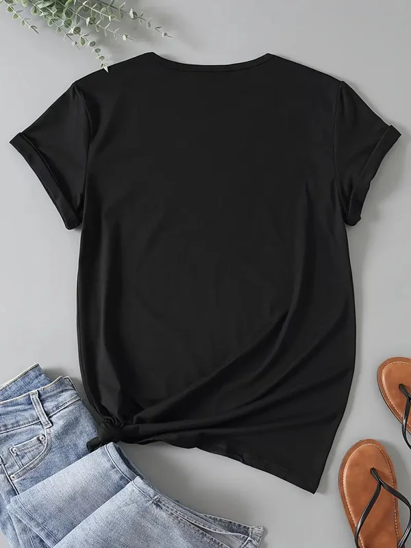 Graphic Print T-shirt, Short Sleeve Crew Neck Casual Top For Summer & Spring, Women's Clothing