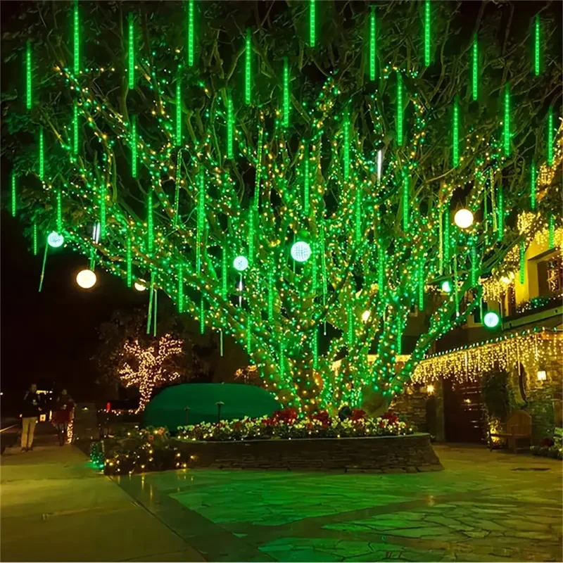 Description Picture 2 of item1/2/3/4 Set Outdoor Meteor Shower Rain LED Fairy String Lights Festoon Street Garland Christmas Decorations for Home New Year