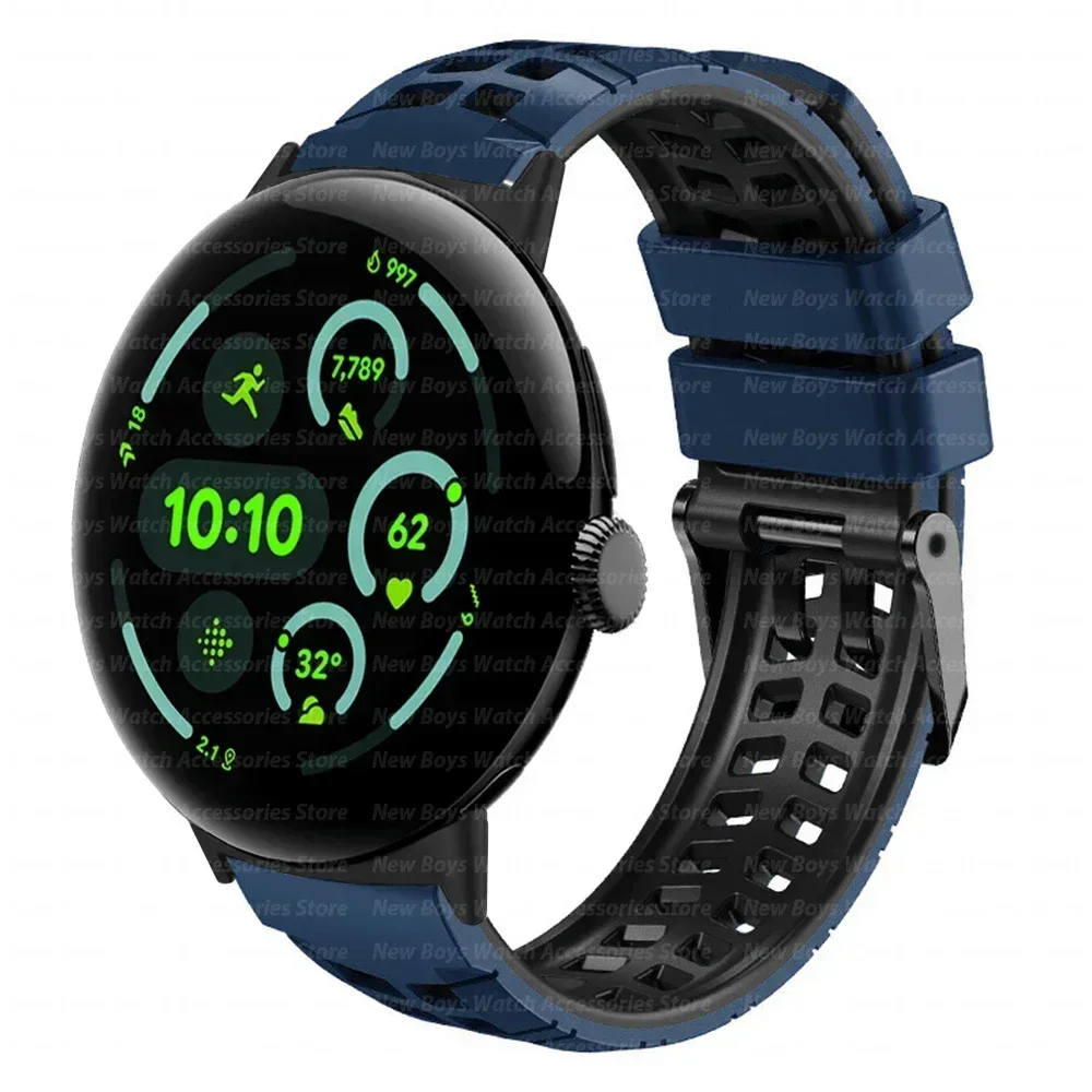 Breathable Sport Silicone Strap for 45mm Watches - Replacement Wristband Accessory