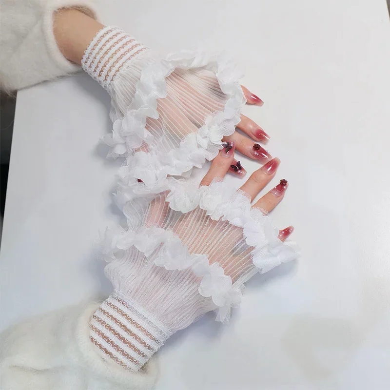 Attrezzatura fotografica per unghie Polso a rete corta Maniche finte Manicure Polsino falso decorativo Articolo in tulle Nail art Scatta foto di sfondo - immagine 3
