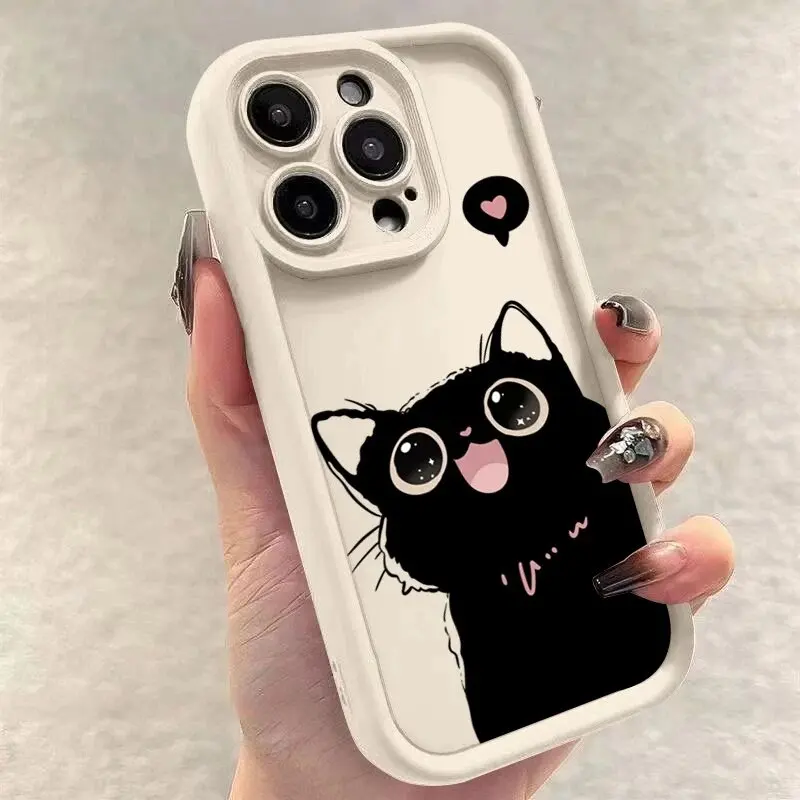 INS Black Cat Soft Silicone Phone Case - Stylish & Durable Protection