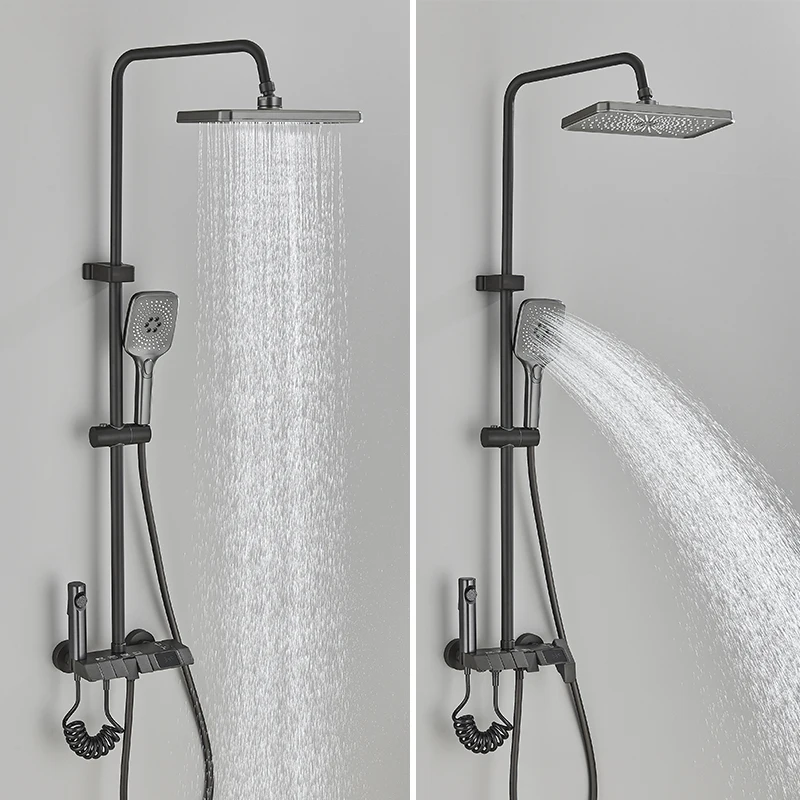 Piano Digital Shower Faucet Set Bathroom Bathtub Mixer Hot Cold Waterfall Tap Rainfall Shower System