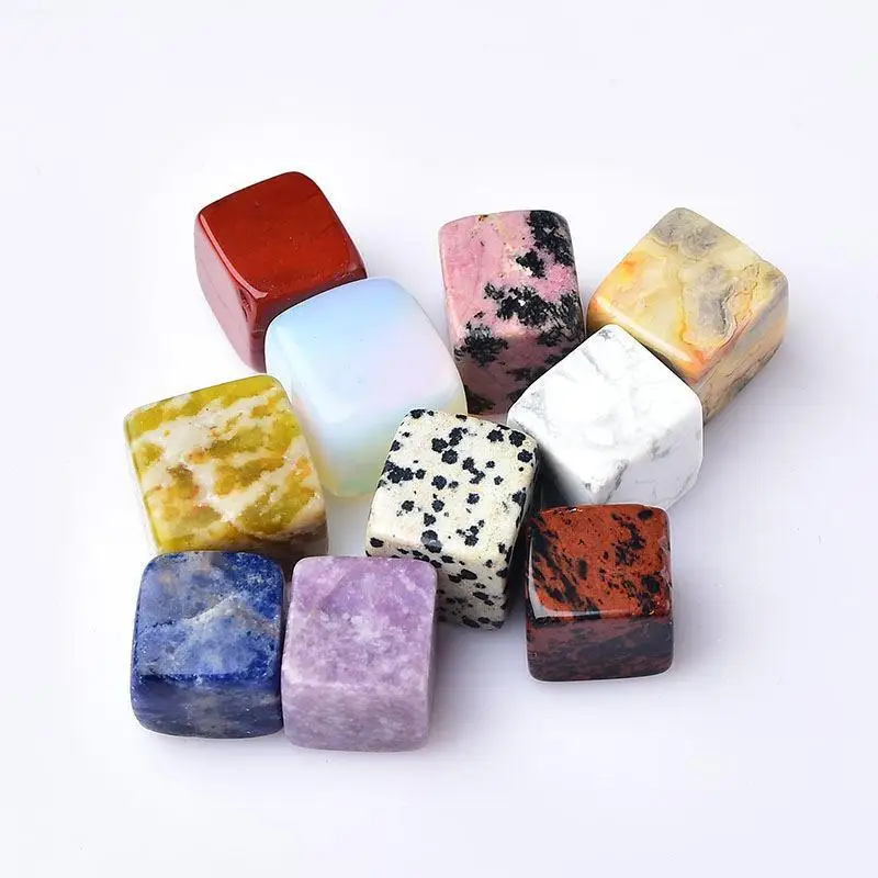 

100g 10 Types of Crystals Raw Stone Square Block Home Fish Tank&Flower Pot Landscaping Stone Decoration Ornaments Ore Specimen
