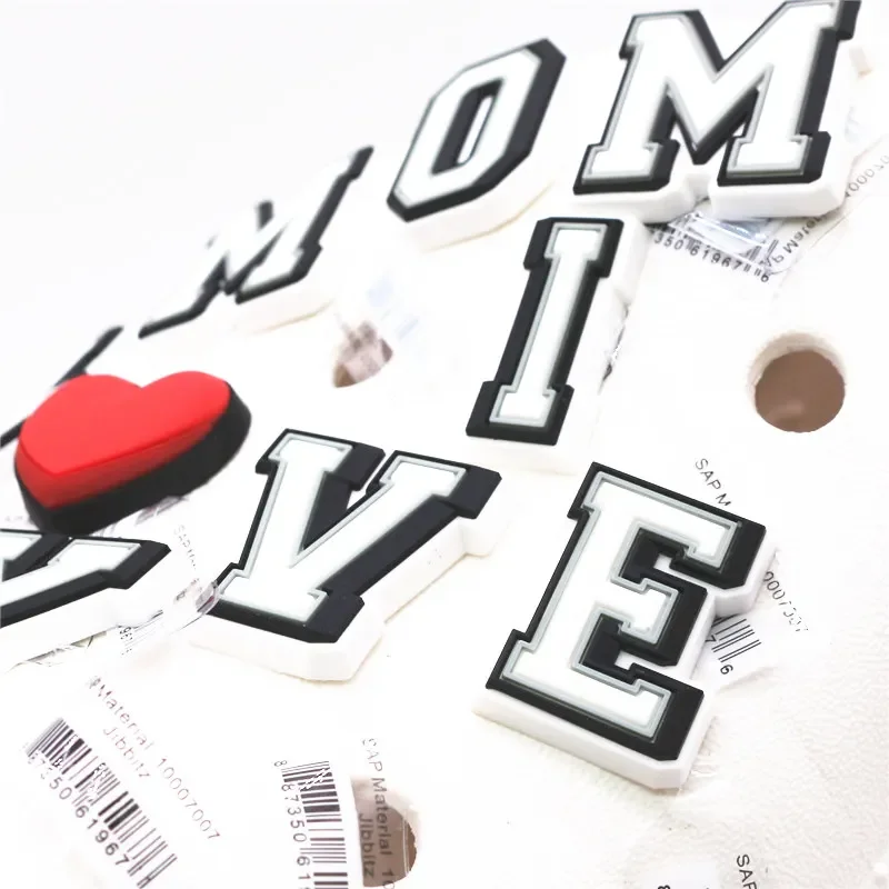 Shoe Charms Shoe Decorations 26 Letters Shoe Charms Decoration PVC Red Heart Shoe Buckles Accessories fit Bands Wristband Kids Party X-mas Gifts