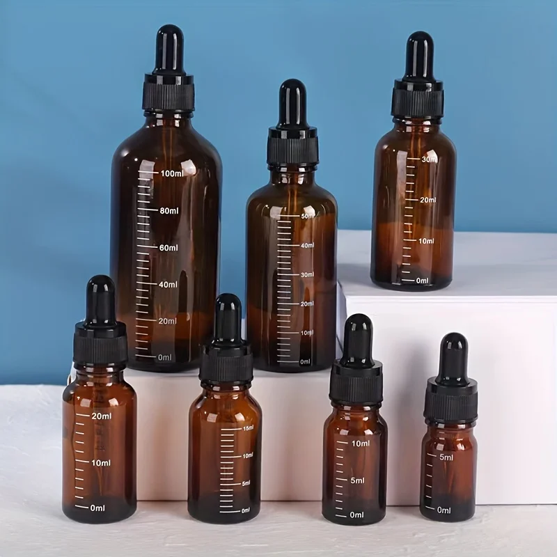 5ml-100ml Dropper Bottles With Scale Reagent Eye Drop Amber Glass Aromatherapy Liquid Pipette Bottle Refillable Bottles Travel dropper bottle