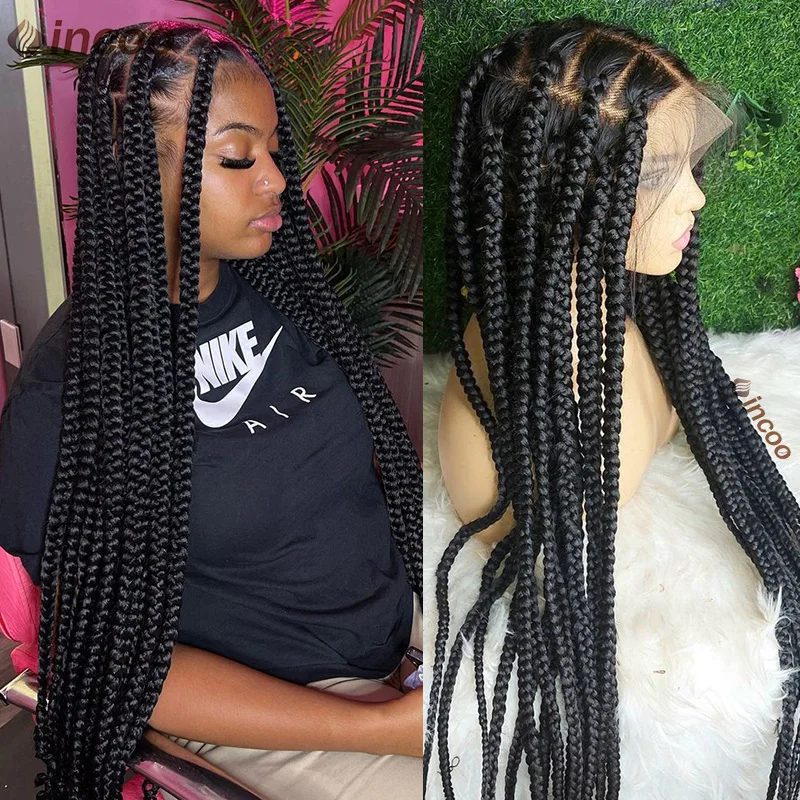 

Faux Locs Synthetic Lace Front Wigs For Black Women Braided Wigs Cornrow Full Lace Braids Wig Knotless Box Braids With Baby Hair