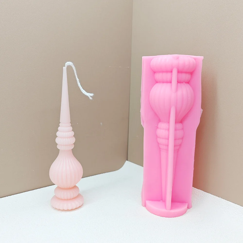 Description Picture 5 of itemDIY Tall Ribbed Pillar Candle Molds Taper Spiral Silicone Mould Geometric Soy Wax Mold Vase shaped candle mold Roman column mold
