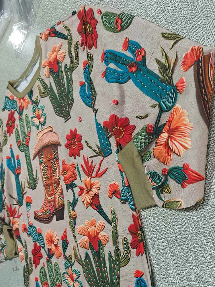 Vintage Western Boots Floral Art Printed Sweatshirt