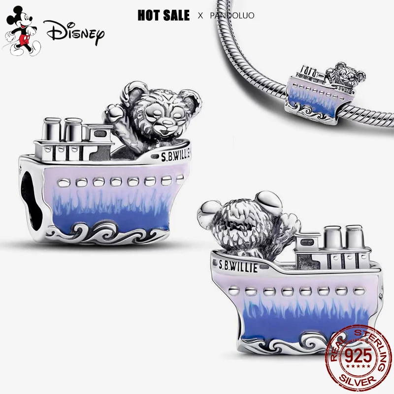 Charm Bead Disney Cargo Ship Bear Shape Fits Pandora Bracelet Necklace For Women Silver Pendant DIY Fine Jewelry Gift