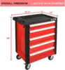 30.5" L X 18" W X 38" H 5-Drawer Lockable Slide Tool Chest Rolling Tool Cart Cabinet (TOOLS-00001)with Keys  Red Upgrade Package 4